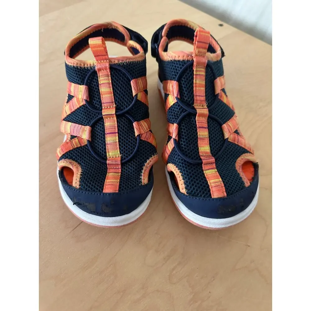 Lands' End Kids Water Shoes Youth Size 1 Navy Blue Orange
